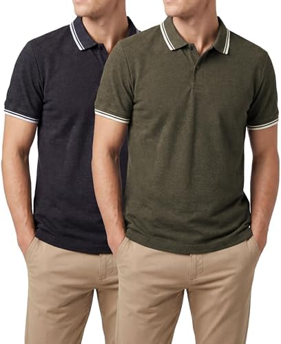 Harriton Men's Easy Blend Pique Polo Shirt, Stone, Large at Amazon